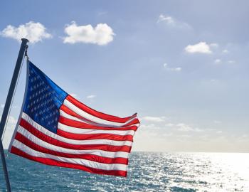 An American flag flying