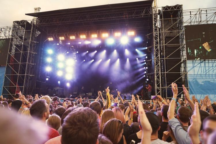 Crowd at an open air concert. 