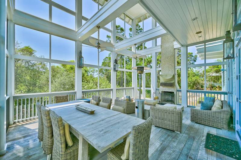 A screend patio of a 30A vacation rental