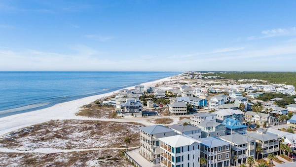 An aerial view of the beach