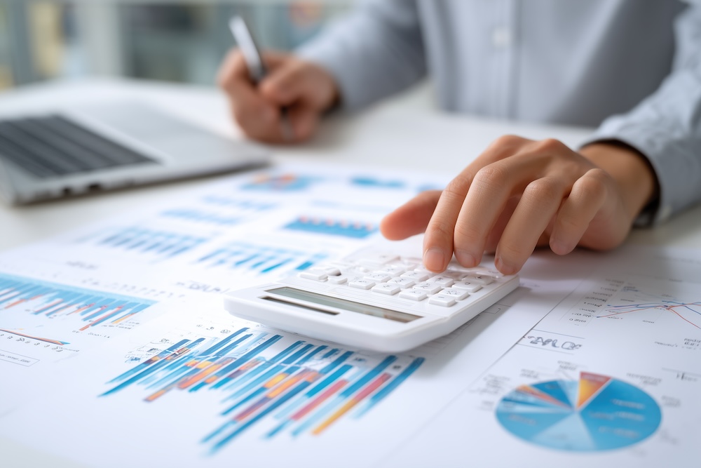 businessman working on financial report