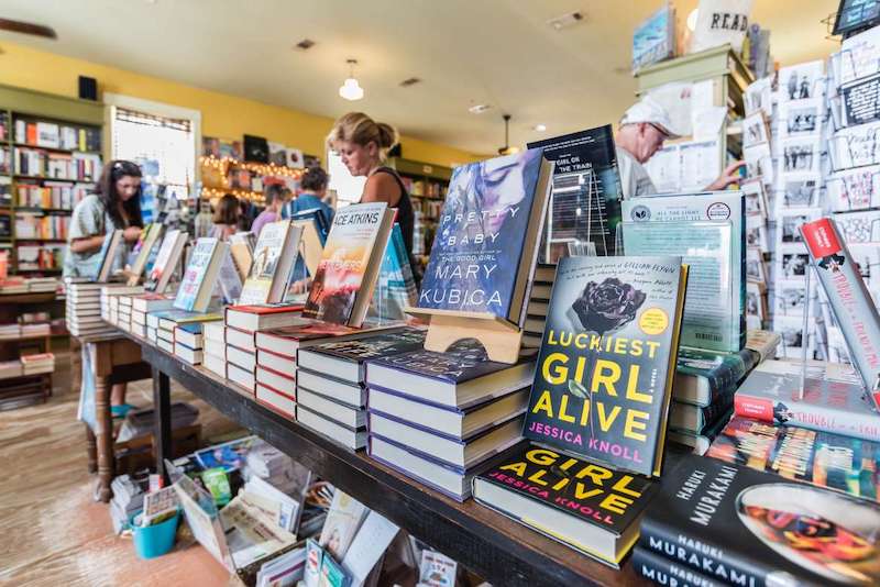 People browse in a book store