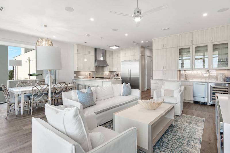 A living room in a 30A vacation rental