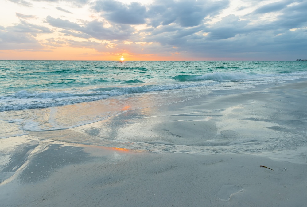 White sand beach.